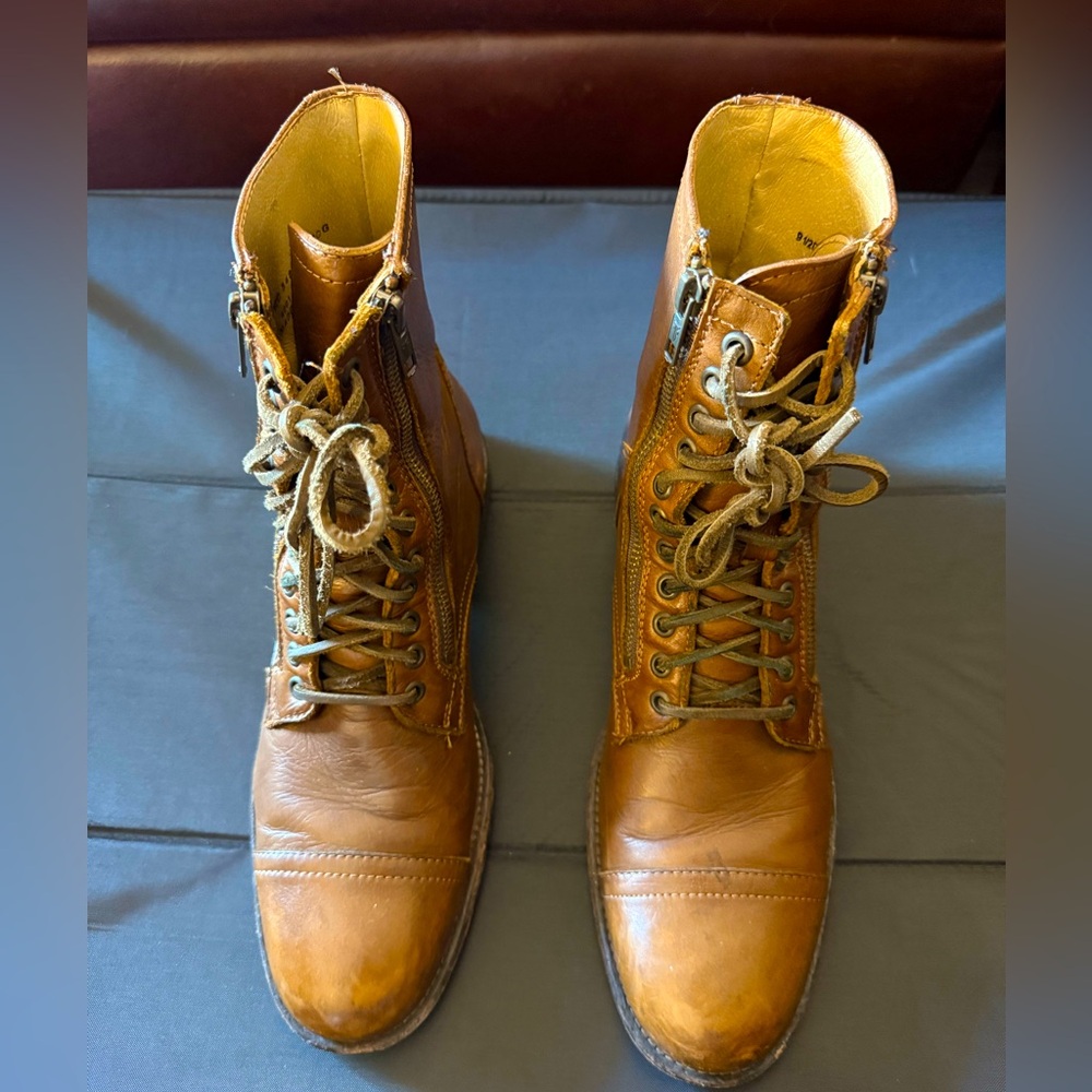 Frye Brown Leather Men's Boots with side Zippers